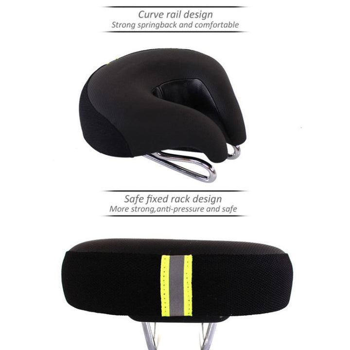Comfort Zone Noseless Bike Saddle - Padded Mountain Bike Seat in Black