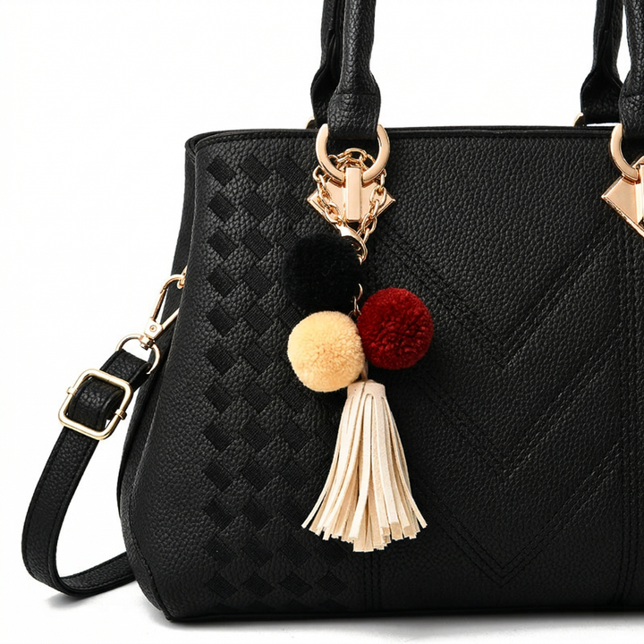 Talia – Quilted Top Handle Bag, Vegan Cowhide Shoulder Bag