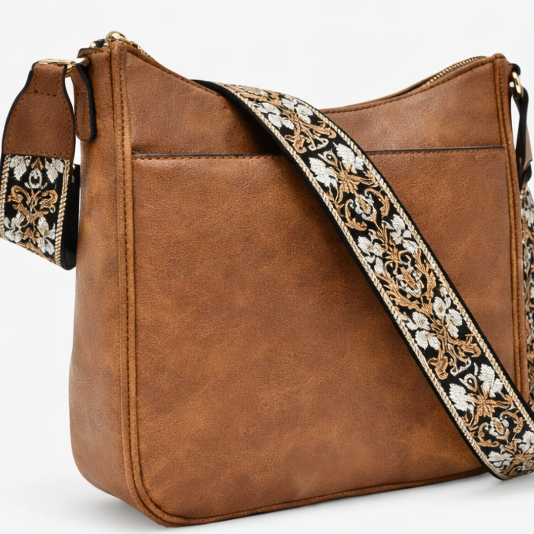 Tana – Vegan Cowhide Crossbody Bag, Boho Guitar Strap
