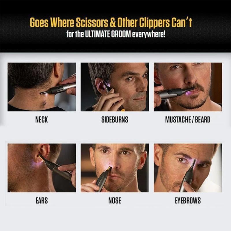 Cordless Detail Grooming Trimmer with Titanium Blades | Precision Tool for Beard, Nose & Eyebrows