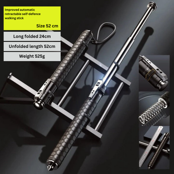 Spring-Deploy Compact Support Stick for Hiking and Urban Use