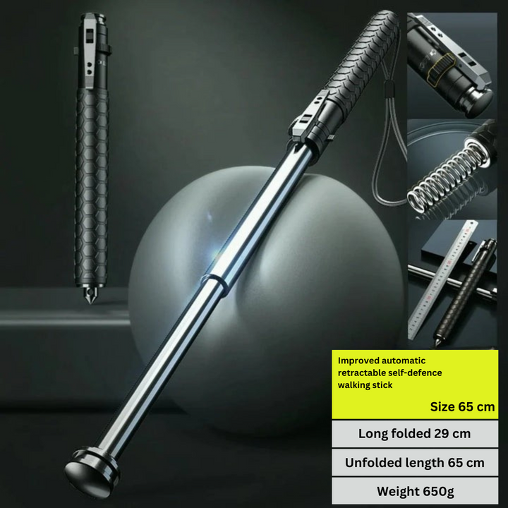 Spring-Deploy Compact Support Stick for Hiking and Urban Use