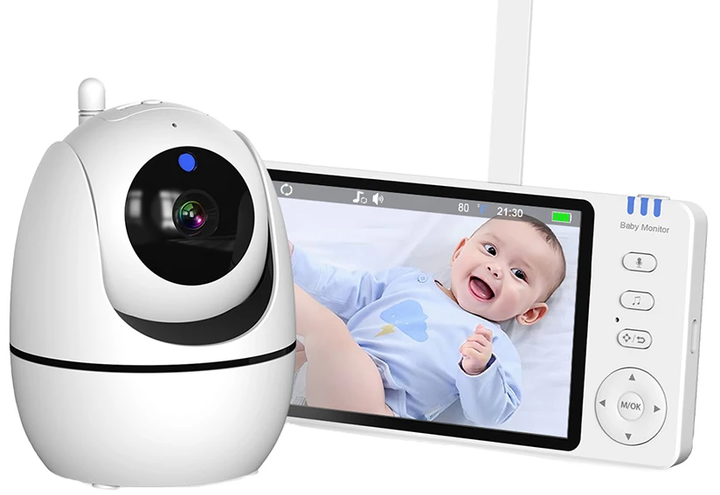 Premium 5-Inch HD Portable Baby Monitor with Pan-Tilt Camera and Night Vision
