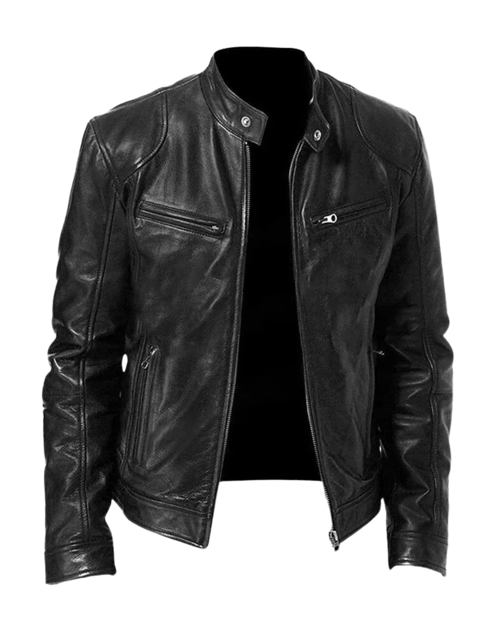 Ansel | Mens Biker Jacket with Snap Collar — Classic Biker Look in 10 Colors S–3XL | Westmere