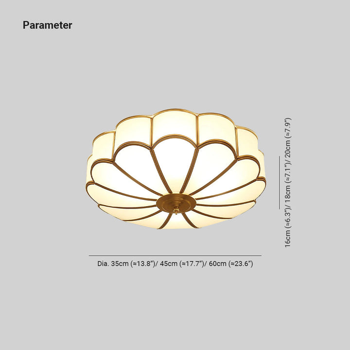 Ulira Ceiling Lamp Flower Shape Frosted Glass Brass