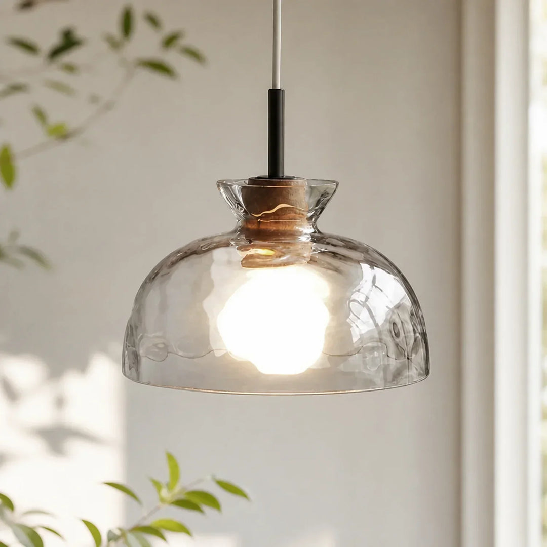 Vale Farmhouse Hammered Glass Dome Pendant Light