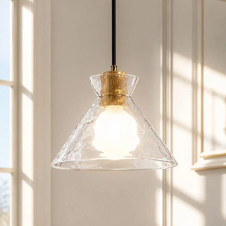 Vale Farmhouse Hammered Glass Dome Pendant Light