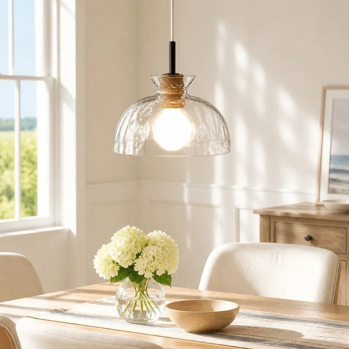 Vale Farmhouse Hammered Glass Dome Pendant Light