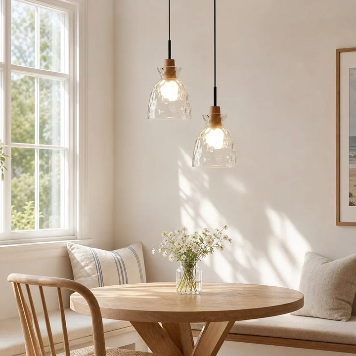 Vale Farmhouse Hammered Glass Dome Pendant Light
