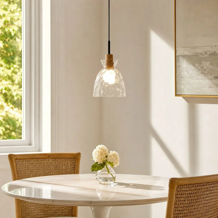 Vale Farmhouse Hammered Glass Dome Pendant Light