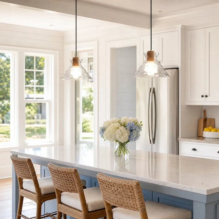 Vale Farmhouse Hammered Glass Dome Pendant Light