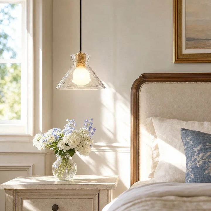 Vale Farmhouse Hammered Glass Dome Pendant Light
