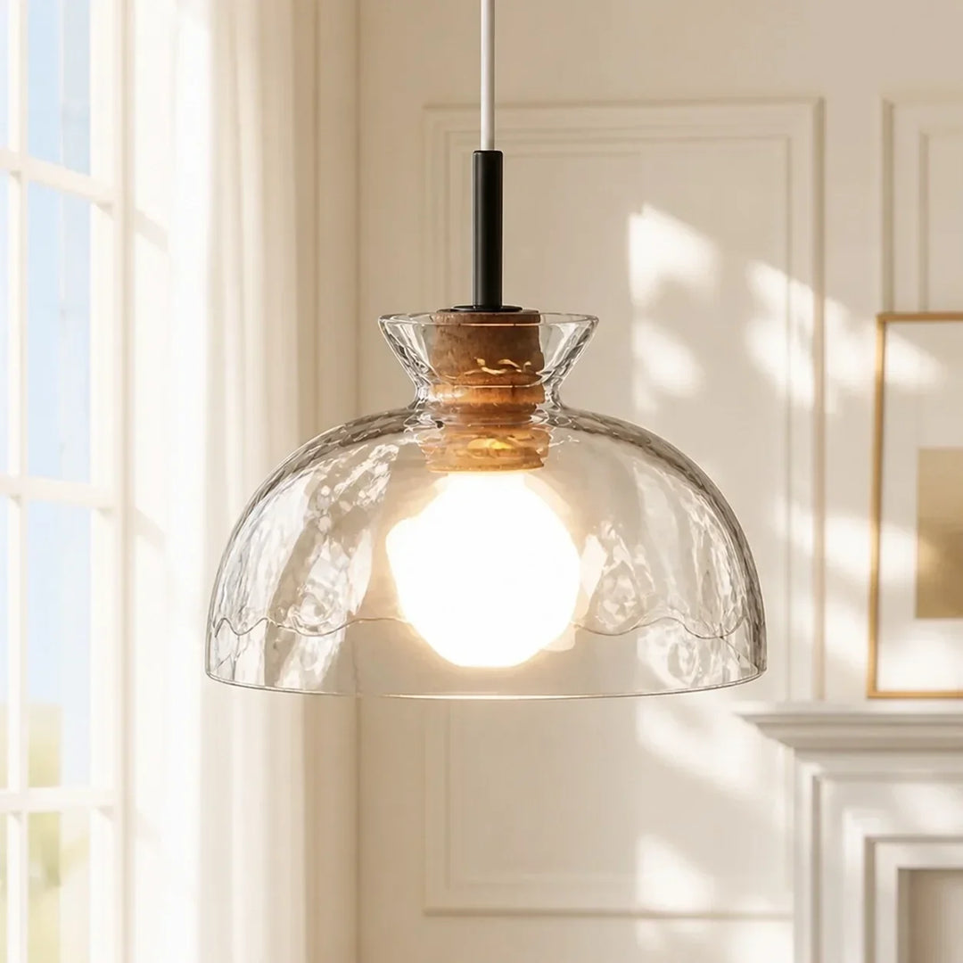 Vale Farmhouse Hammered Glass Dome Pendant Light