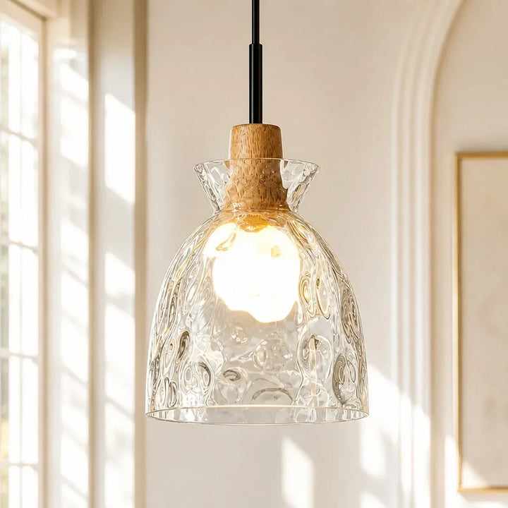 Vale Farmhouse Hammered Glass Dome Pendant Light