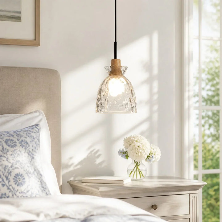 Vale Farmhouse Hammered Glass Dome Pendant Light