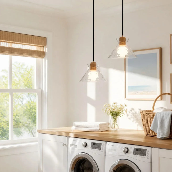 Vale Farmhouse Hammered Glass Dome Pendant Light