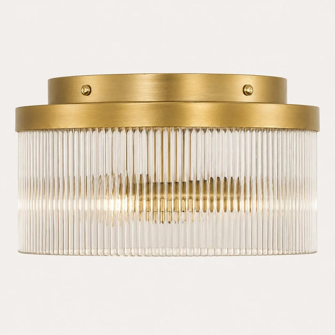 Vesper Farmhouse Round Ribbed Glass Flush Mount Ceiling Light