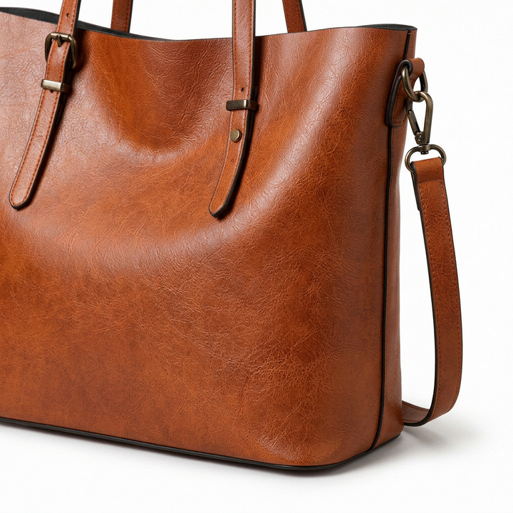 Vessa – Large Leather Tote Bag with Shoulder Strap