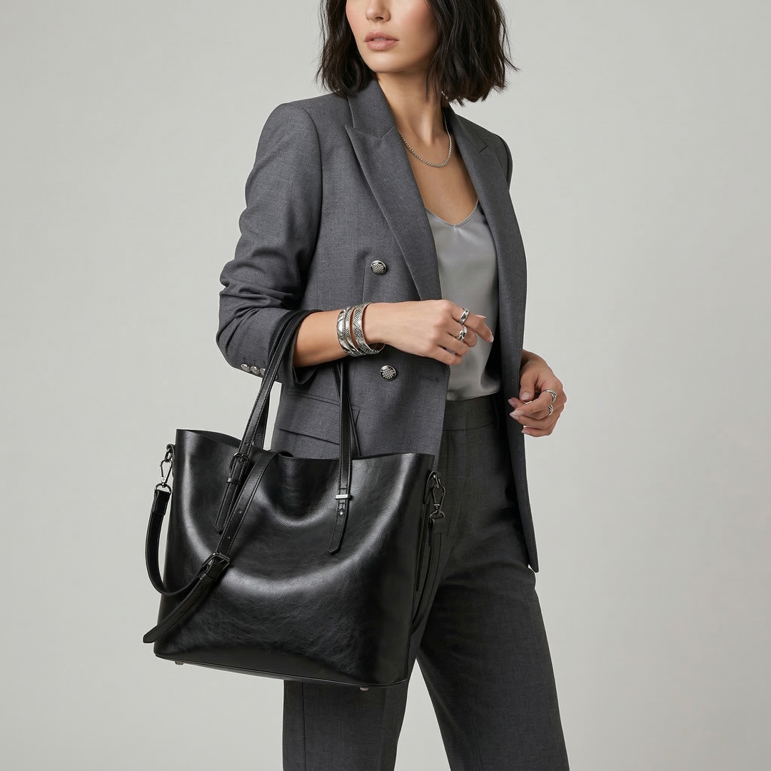 Vessa – Large Leather Tote Bag with Shoulder Strap