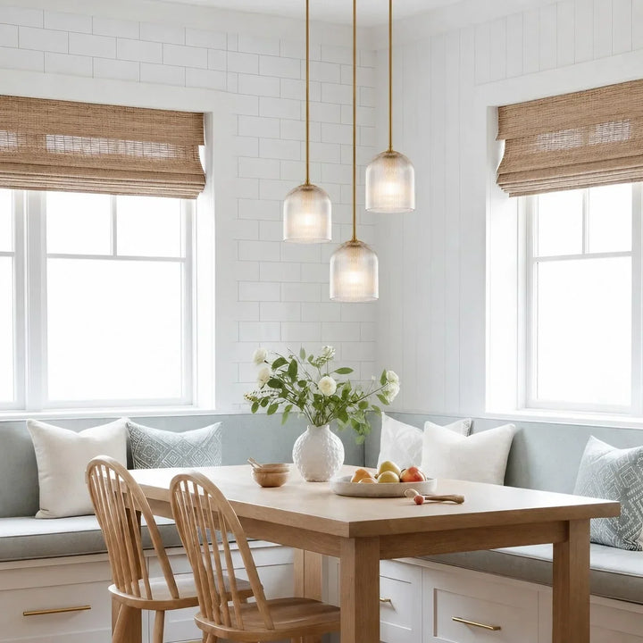 Vireo Farmhouse Copper Ribbed Glass Pendant Lamp