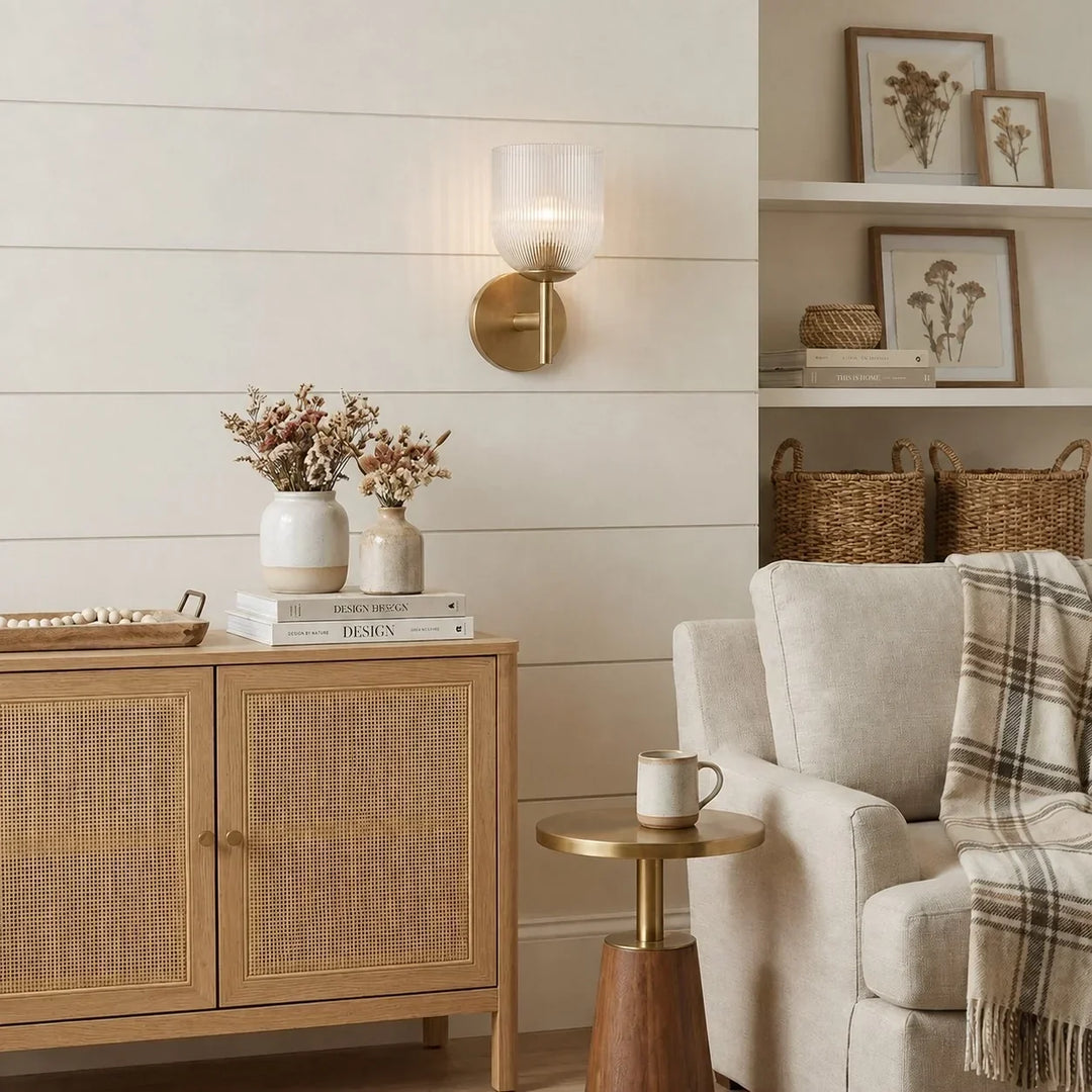 Vireo Farmhouse Copper Ribbed Glass Wall Sconce