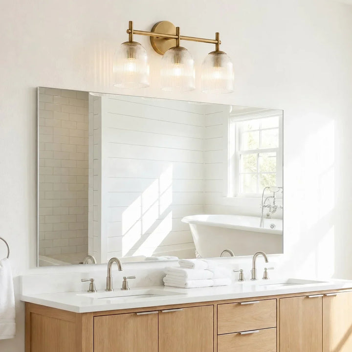 Vireo Farmhouse Copper Ribbed Glass Wall Sconce