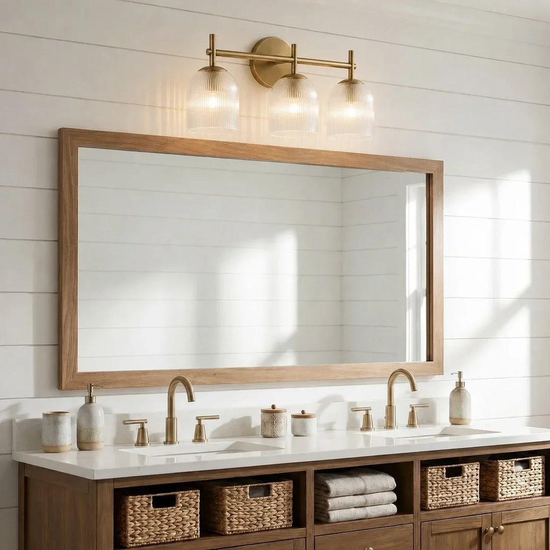 Vireo Farmhouse Copper Ribbed Glass Wall Sconce