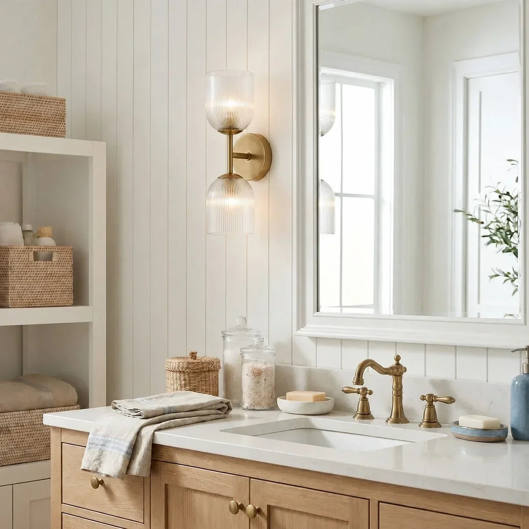 Vireo Farmhouse Copper Ribbed Glass Wall Sconce