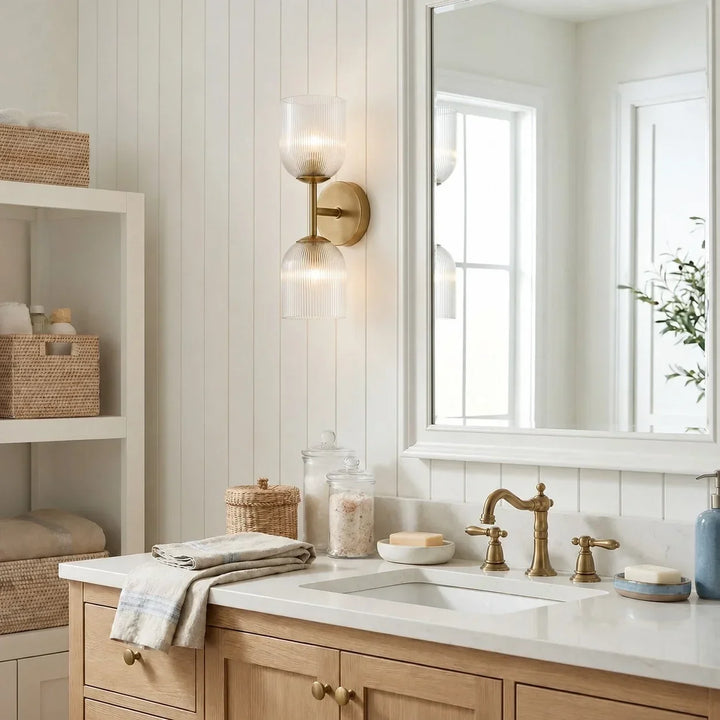 Vireo Farmhouse Copper Ribbed Glass Wall Sconce