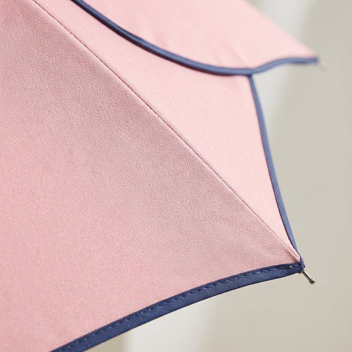 Floral Petal Auto-Open Umbrella with Wooden Handle – Sun & Rain Protection