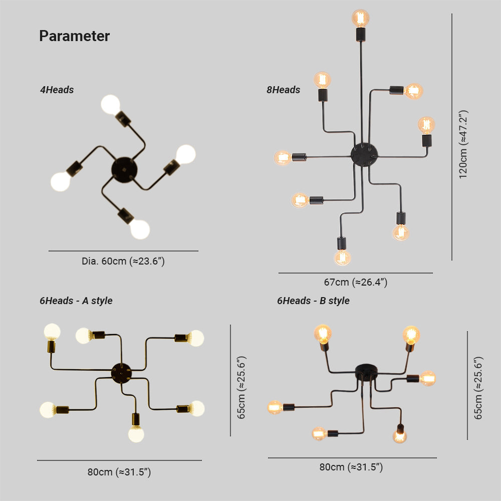 Arisha Vintage Modern Minimalistic Industrial Black Ceiling Lamp