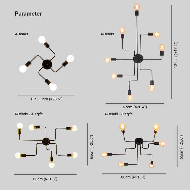 Arisha Vintage Modern Minimalistic Industrial Black Ceiling Lamp