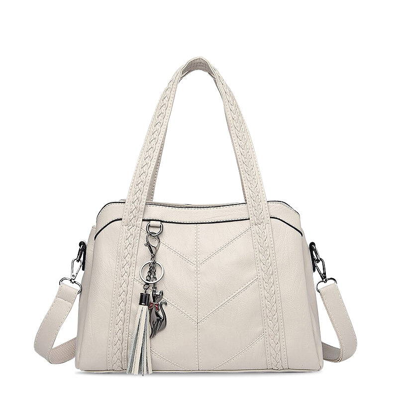 Solène – Vegan Cowhide Satchel Bag, Braided Strap Bag