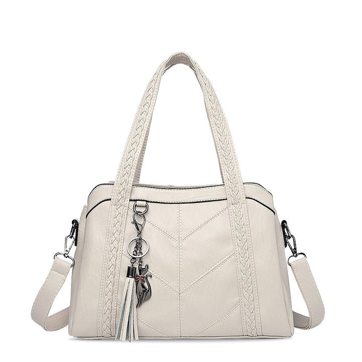 Solène – Vegan Cowhide Satchel Bag, Braided Strap Bag
