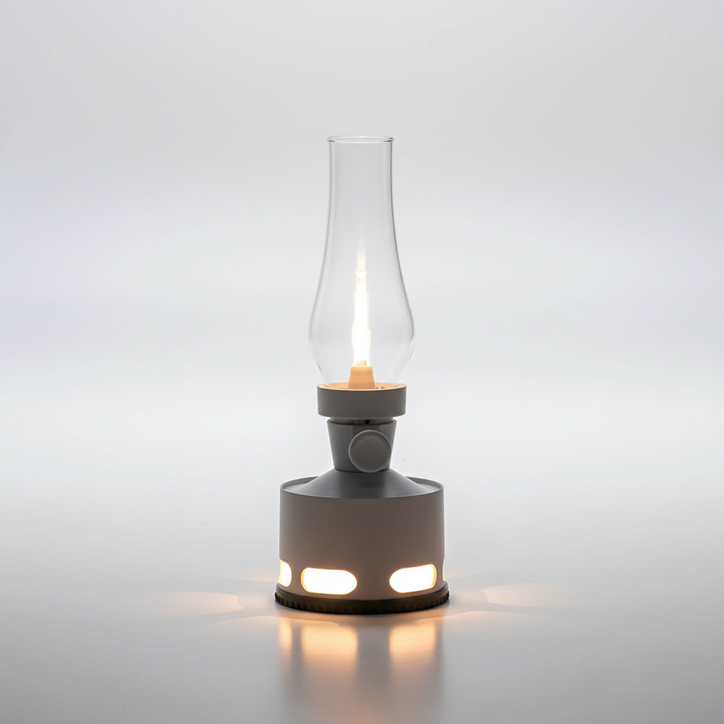 Ambient LED Flame Lantern with Puff Control - USB-C Rechargeable