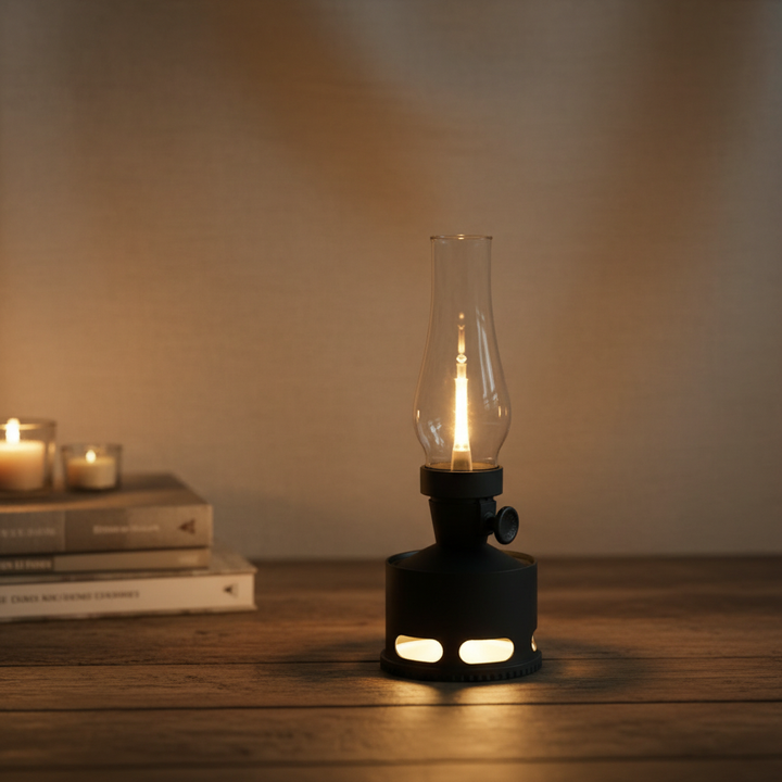 Ambient LED Flame Lantern with Puff Control - USB-C Rechargeable