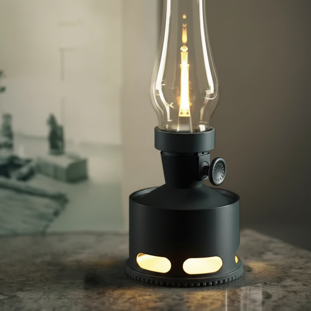 Ambient LED Flame Lantern with Puff Control - USB-C Rechargeable