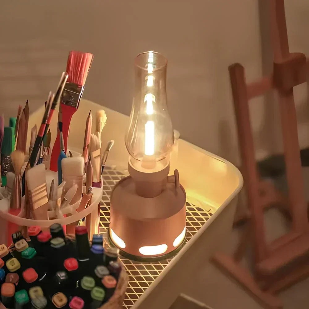 Ambient LED Flame Lantern with Puff Control - USB-C Rechargeable