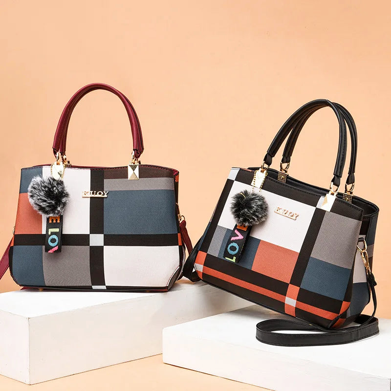 Piper – Plaid Shoulder Bag with Top Handles