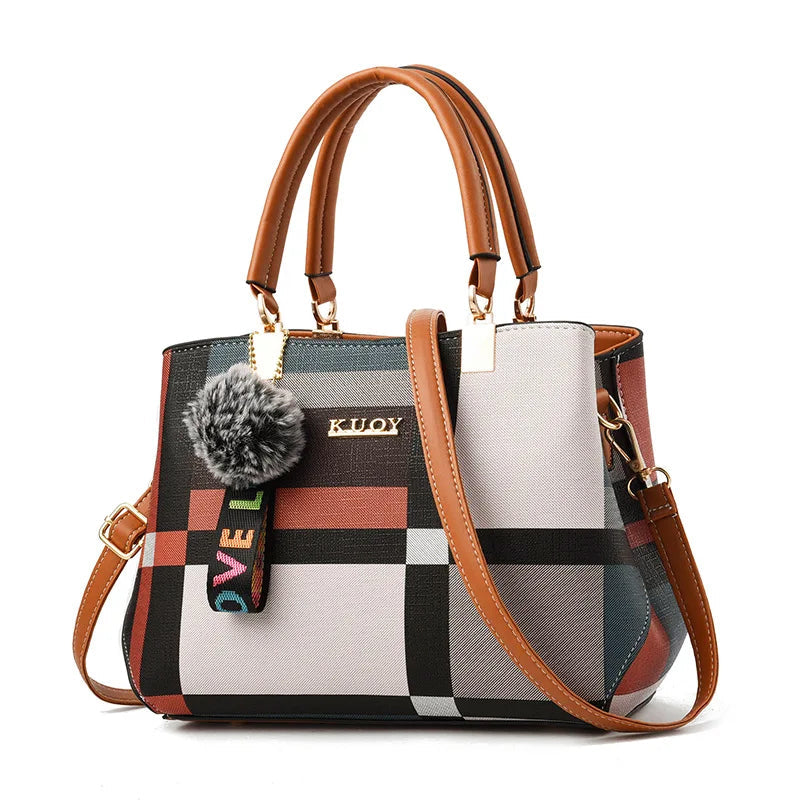 Piper – Plaid Shoulder Bag with Top Handles
