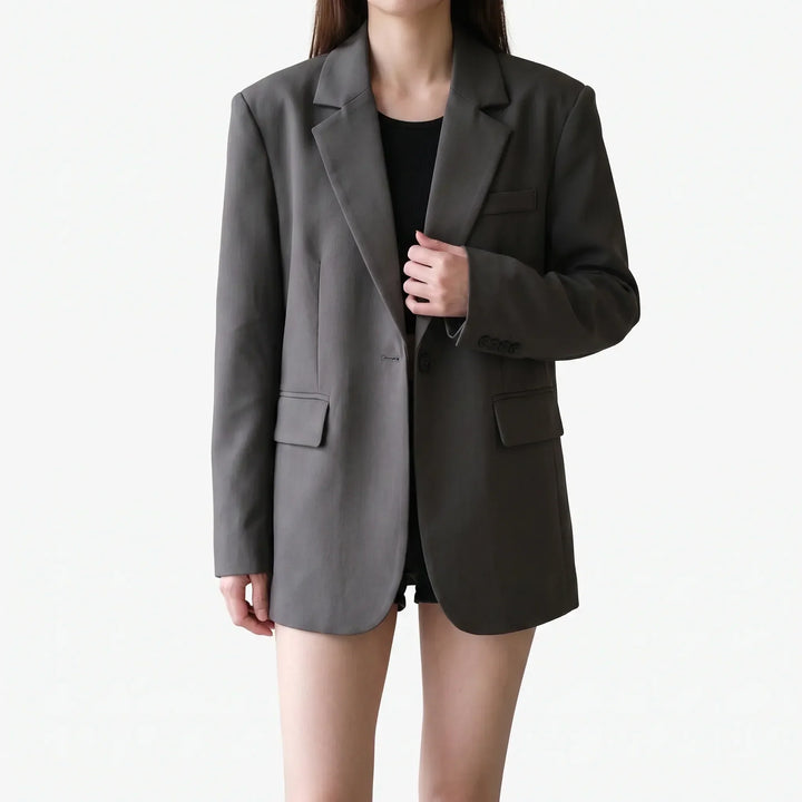 Women's Relaxed Notched Lapel Blazer - Comfortable Everyday Jacket