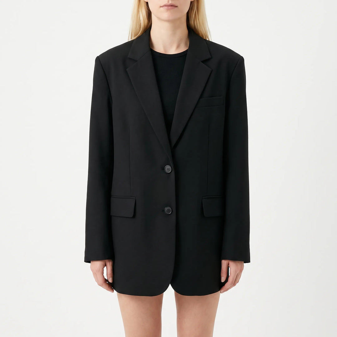 Women's Relaxed Notched Lapel Blazer - Comfortable Everyday Jacket