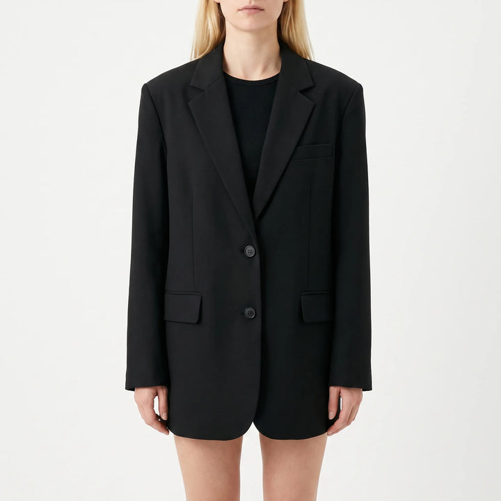 Women's Relaxed Notched Lapel Blazer - Comfortable Everyday Jacket