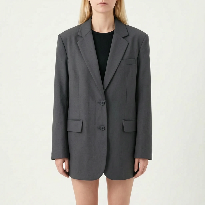 Women's Relaxed Notched Lapel Blazer - Comfortable Everyday Jacket