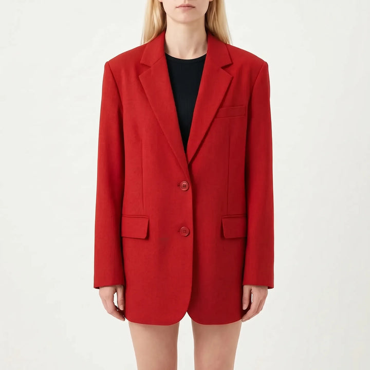 Women's Relaxed Notched Lapel Blazer - Comfortable Everyday Jacket