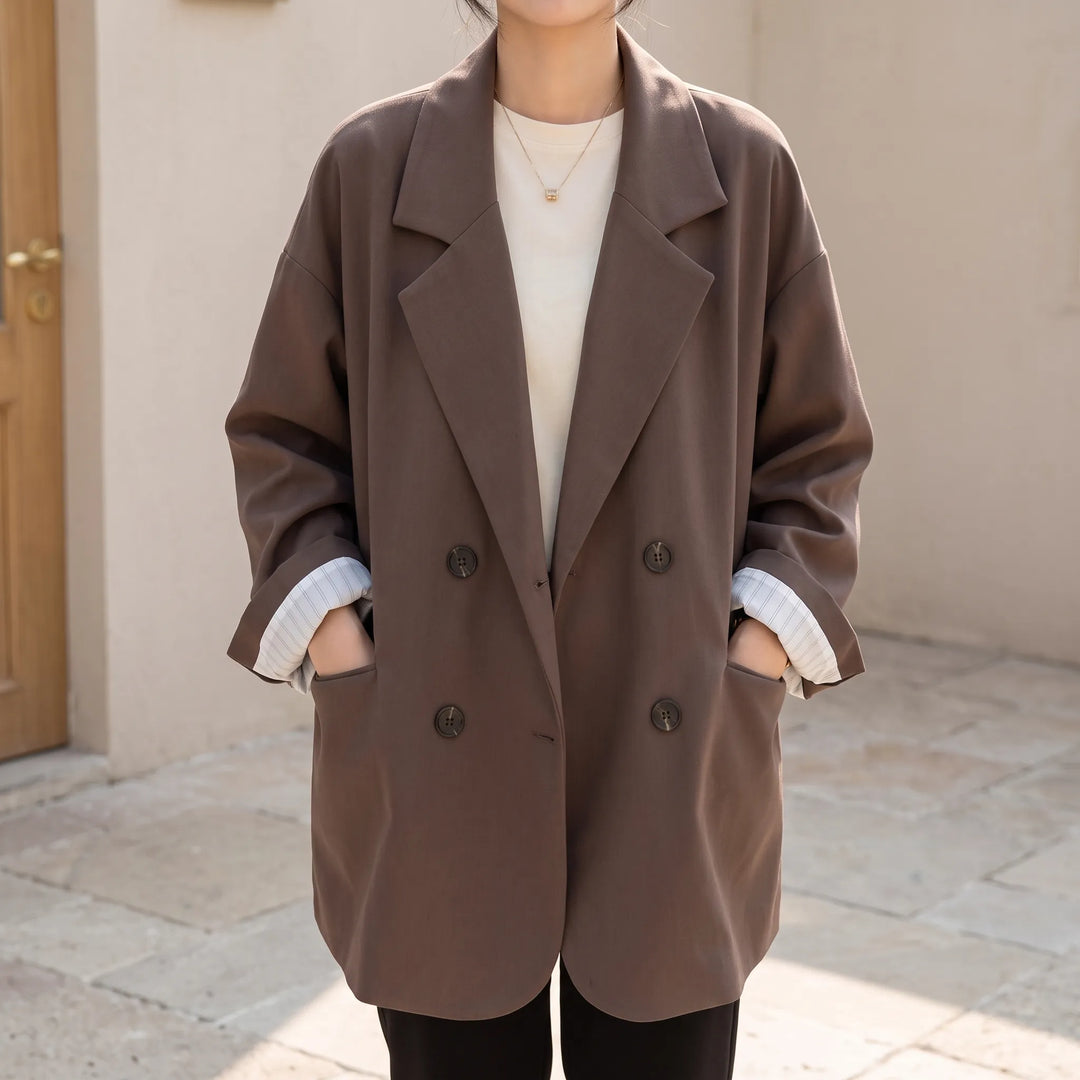 Women's Relaxed Notch Collar Blazer - Smart-Casual Tailored Jacket