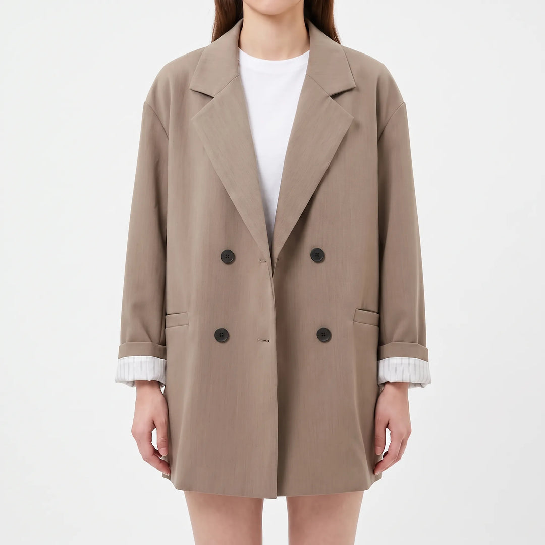 Women's Relaxed Notch Collar Blazer - Smart-Casual Tailored Jacket