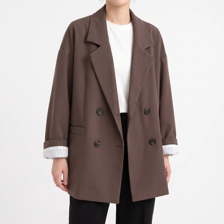 Women's Relaxed Notch Collar Blazer - Smart-Casual Tailored Jacket
