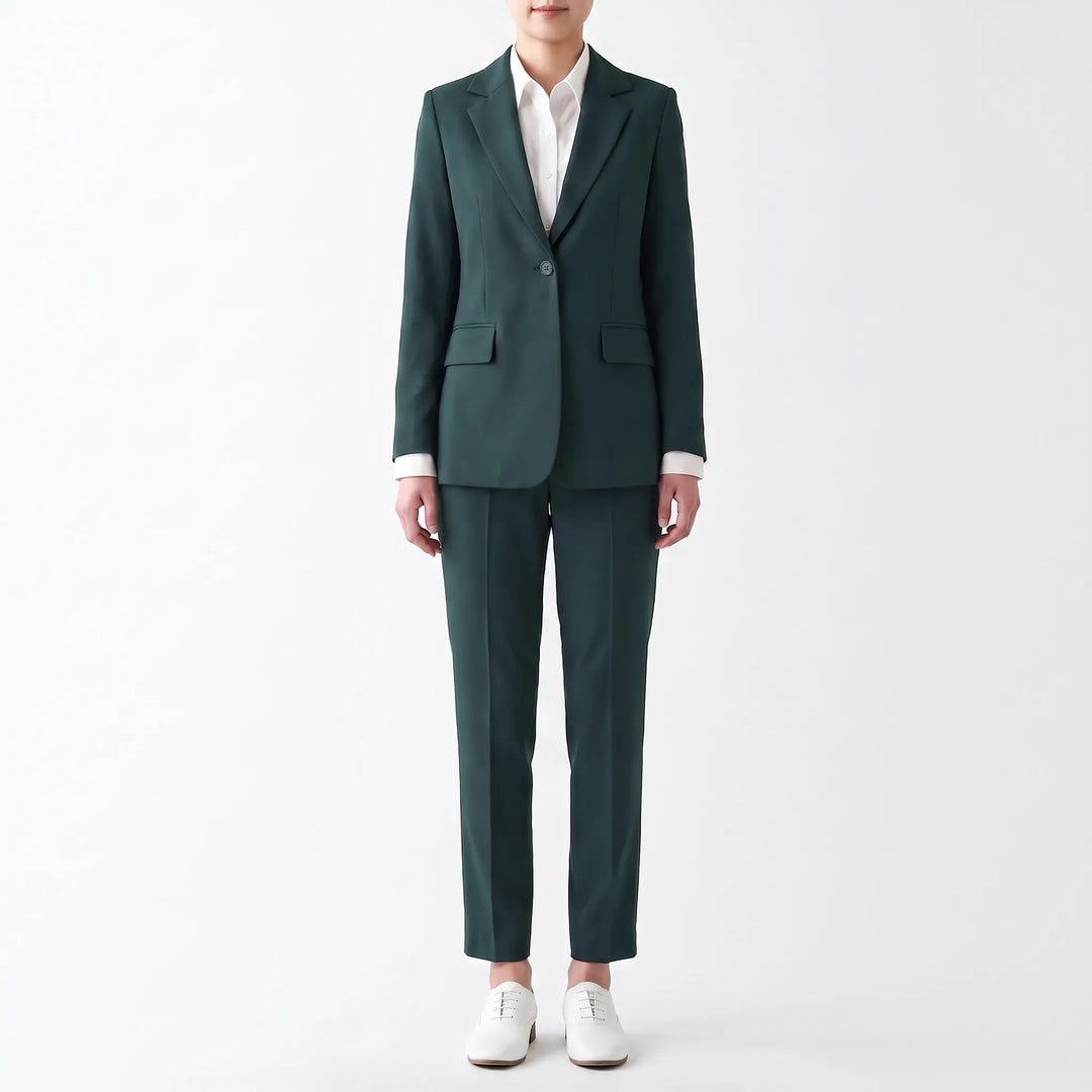Professional Structured Cotton Blend Pants Suit for Women