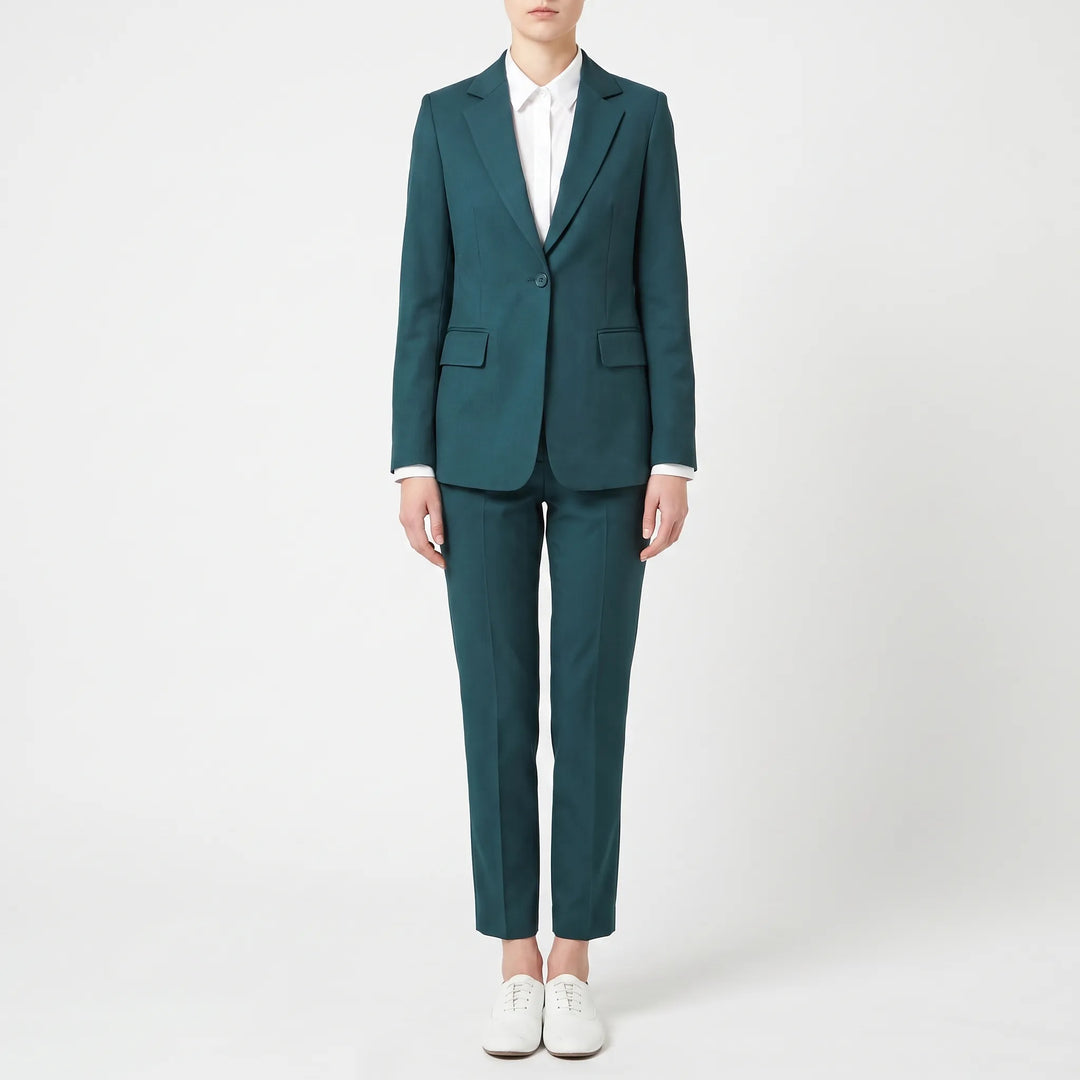 Professional Structured Cotton Blend Pants Suit for Women